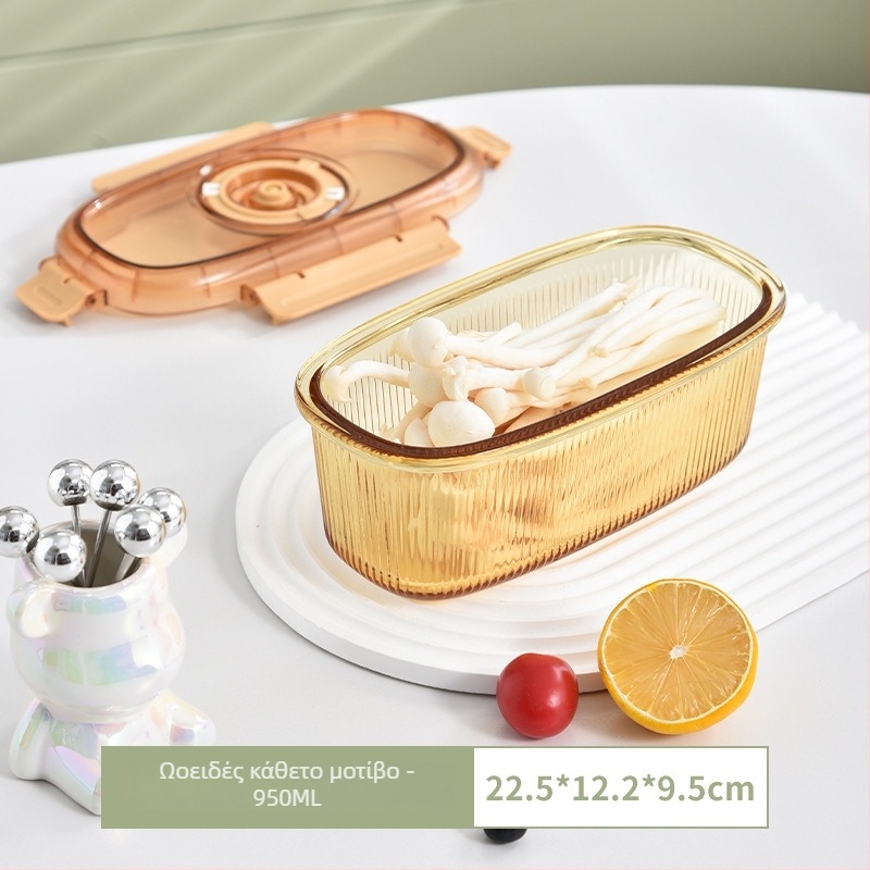 Γυάλινο κουτί για μεσημεριανό με δύο διαμερίσματα, φιλικό προς τα τρόφιμα γυαλί, διατήρηση φρεσκάδας, κατάλληλο για φούρνο μικροκυμάτων