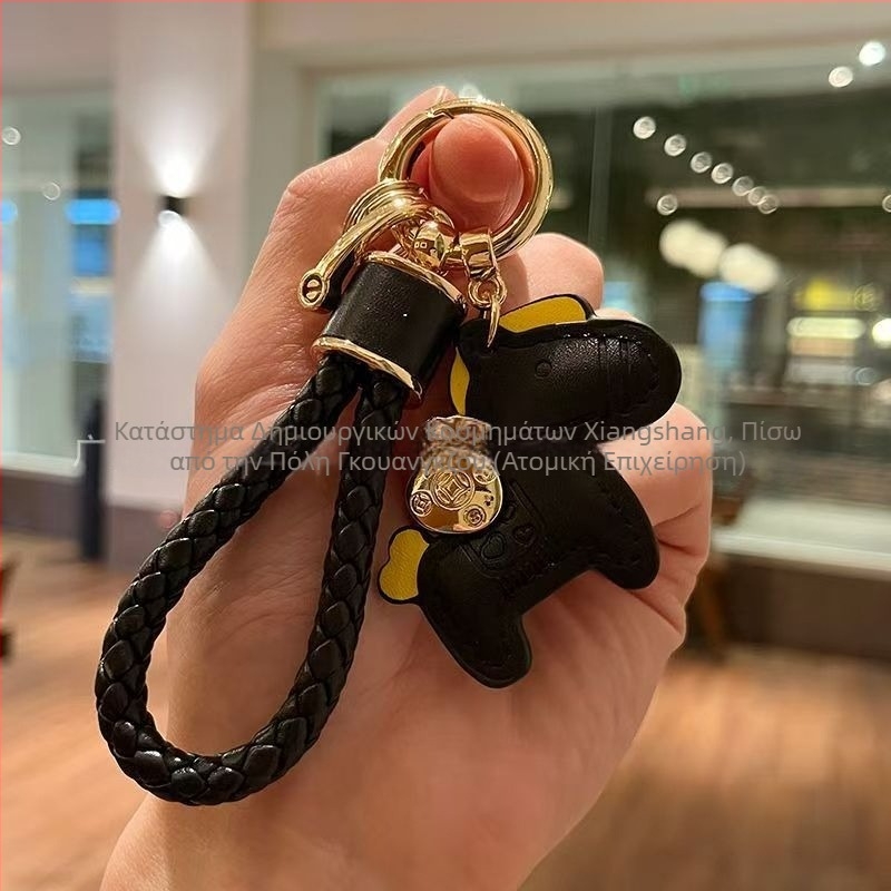 Κλειδοθήκη αυτοκινήτου με δερμάτινο σχοινί και μενταγιόν αλογάκι από κράμα ψευδάργύρου – μοντέρνο μινιμαλιστικό στυλ, DIY γούρι