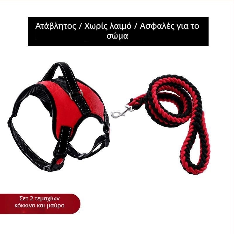 Νάιλον θωρακικός ιμάντας για σκύλους και λουρί από οκτακλώνου σχοινί