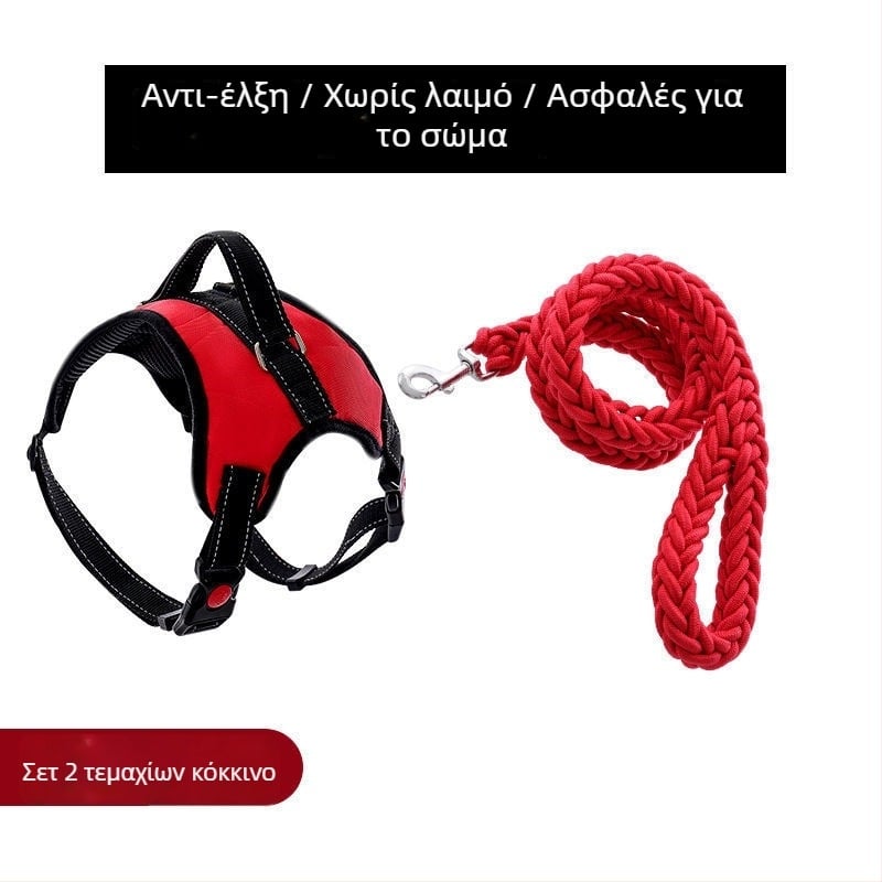 Νάιλον θωρακικός ιμάντας για σκύλους και λουρί από οκτακλώνου σχοινί