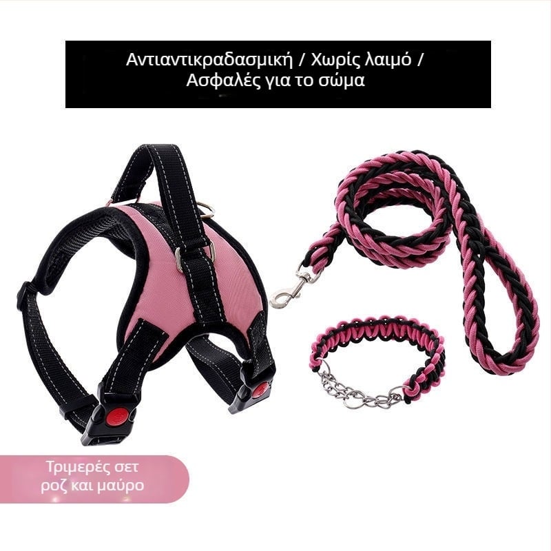 Νάιλον θωρακικός ιμάντας για σκύλους και λουρί από οκτακλώνου σχοινί