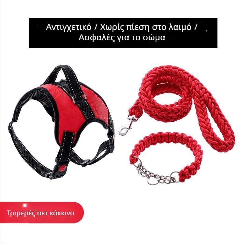 Νάιλον θωρακικός ιμάντας για σκύλους και λουρί από οκτακλώνου σχοινί