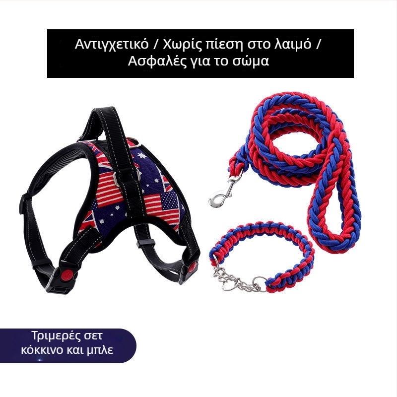 Νάιλον θωρακικός ιμάντας για σκύλους και λουρί από οκτακλώνου σχοινί