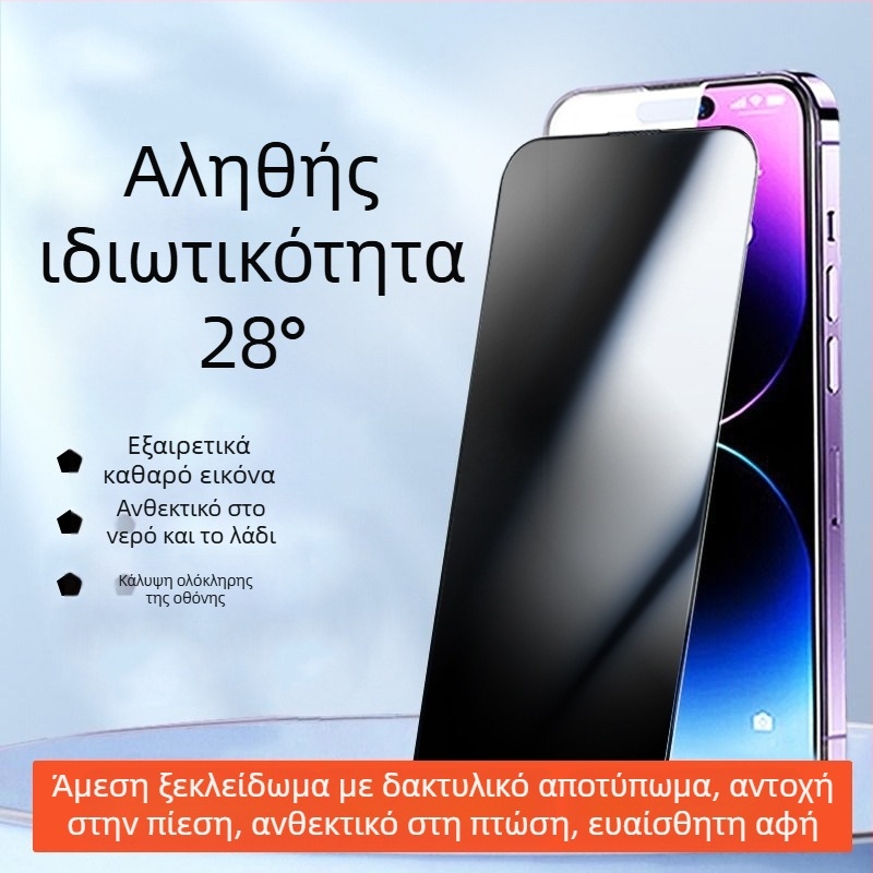 ΠροProtektive οθόνης από tempered glass με anti-peep και προστασία από πτώσεις για iPhone 11–14 Pro/Max