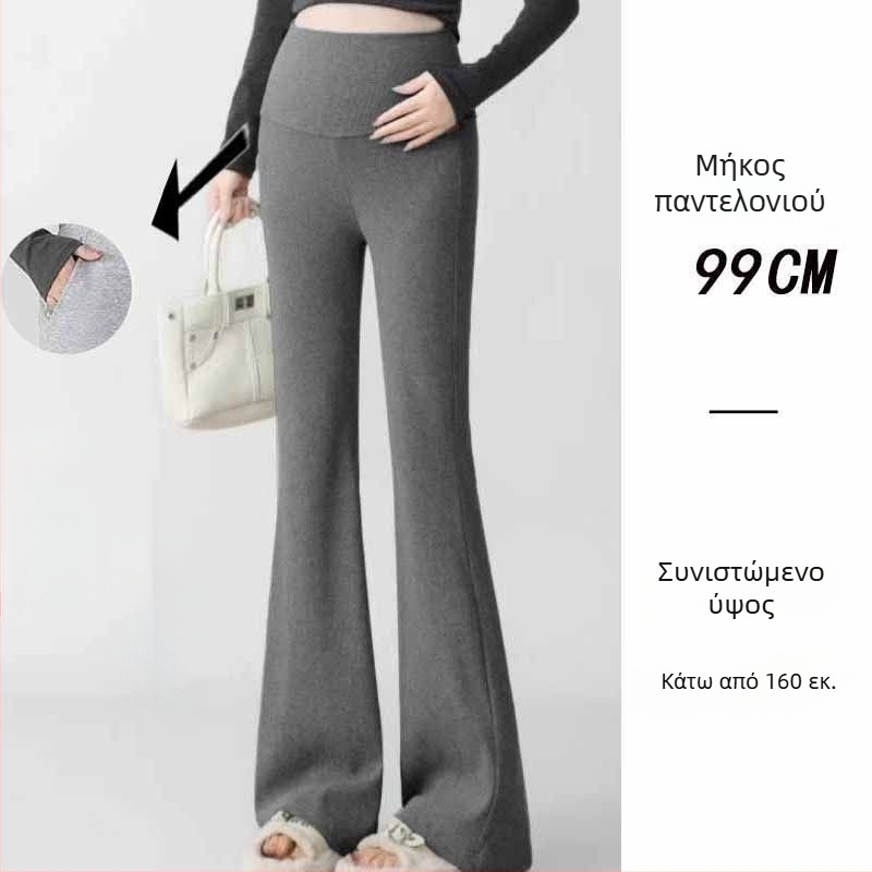 Παντελόνια εγκυμοσύνης σε κορεατικό στιλ, υψηλή μέση, μικροελαστικότητα, γραμμή Bell-Bottom για διαμόρφωση ποδιών, ύφασμα μίξης πολυεστέρα-βισκόζη (50–70% πολυεστέρα, <30% βισκόζη)