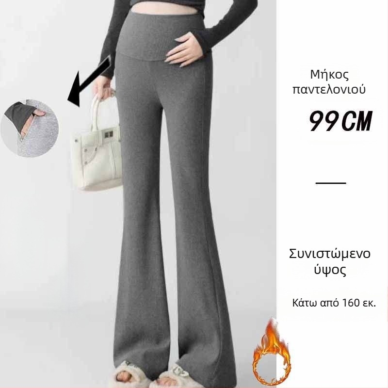 Παντελόνια εγκυμοσύνης σε κορεατικό στιλ, υψηλή μέση, μικροελαστικότητα, γραμμή Bell-Bottom για διαμόρφωση ποδιών, ύφασμα μίξης πολυεστέρα-βισκόζη (50–70% πολυεστέρα, <30% βισκόζη)