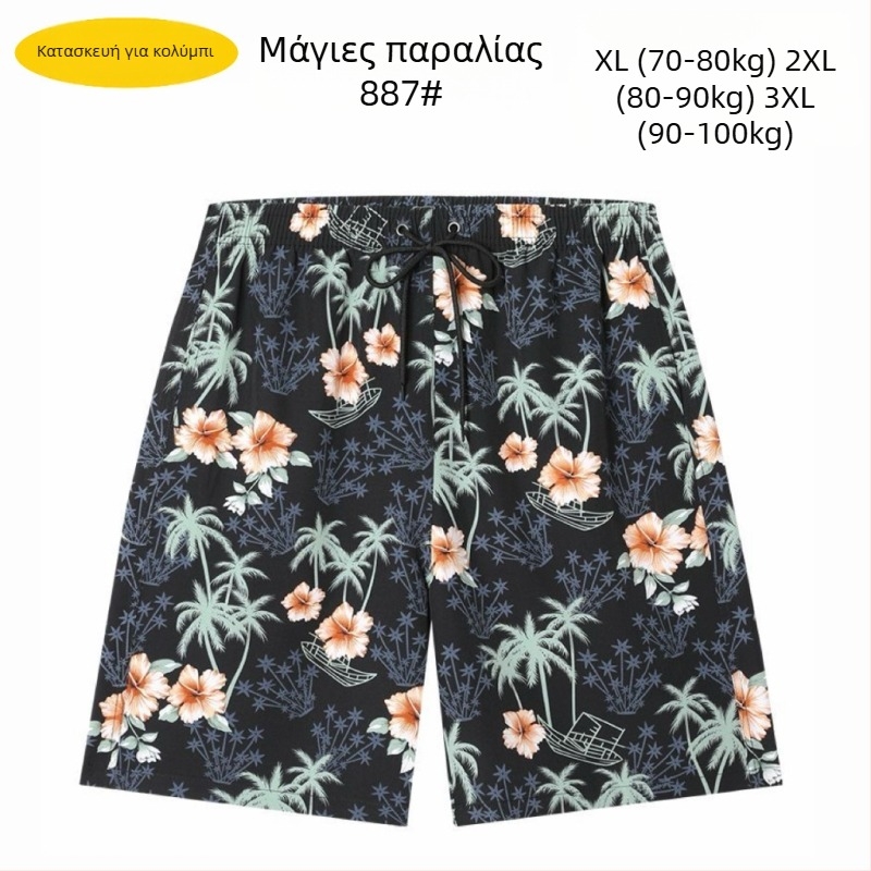 Ανδρικά σορτς παραλίας, χαλαρή γραμμή, εκτύπωση, πολυεστέρας 90–95%, 150 g