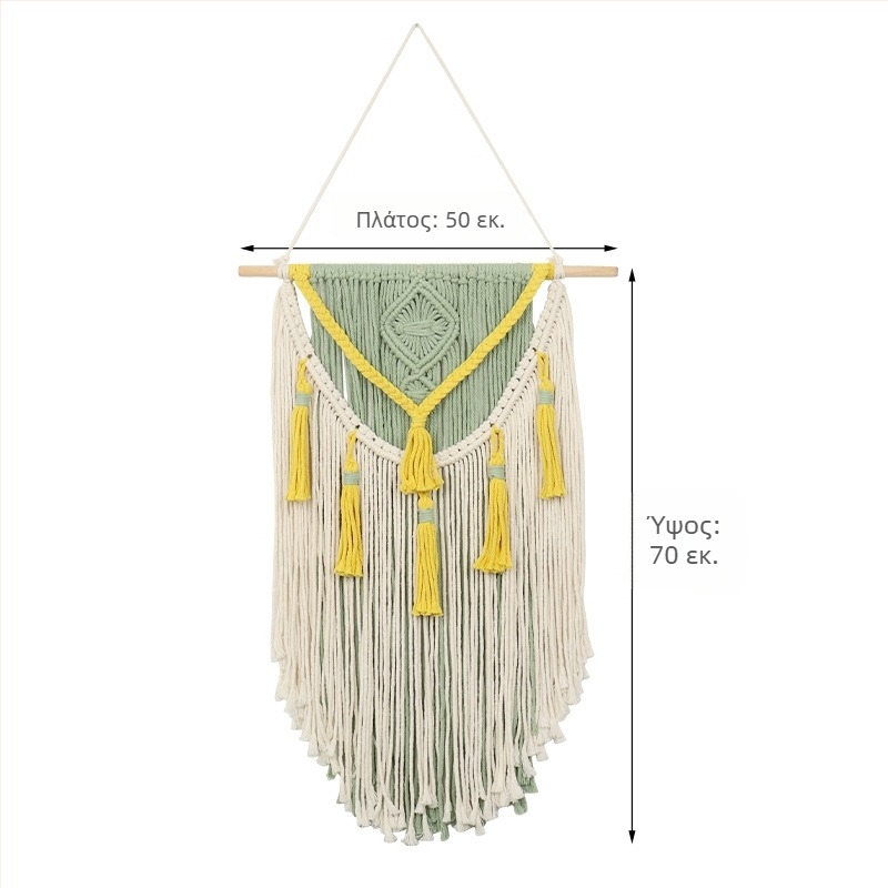 Μποέμικο βαμβακερό ταπετσαρία τοίχου, χειροποίητο, τετράγωνο, ριγέ σχέδιο
