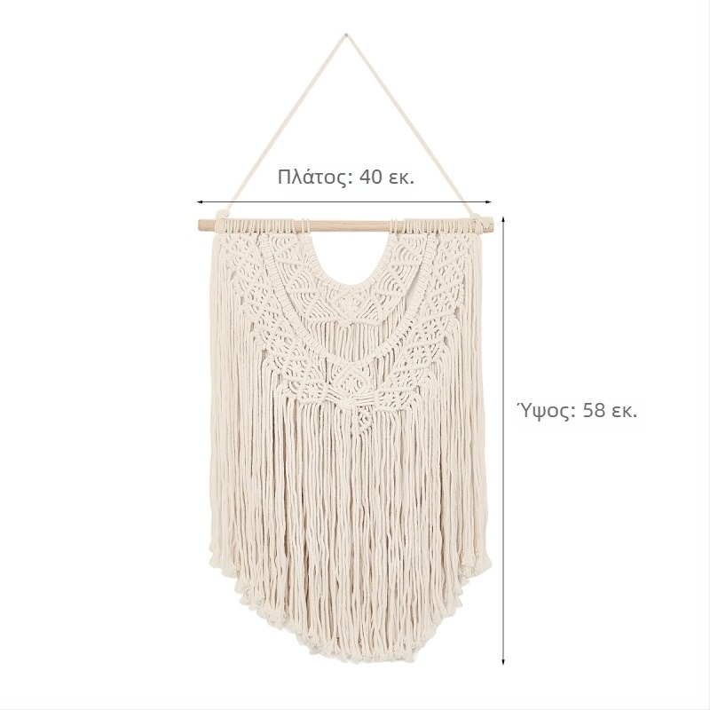 Μποέμικο βαμβακερό ταπετσαρία τοίχου, χειροποίητο, τετράγωνο, ριγέ σχέδιο