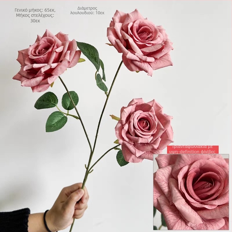 Τρι-κεφαλής ανθοδέσμη από μεταξωτά τριαντάφυλλα για γάμους και διακόσμηση σπιτιού