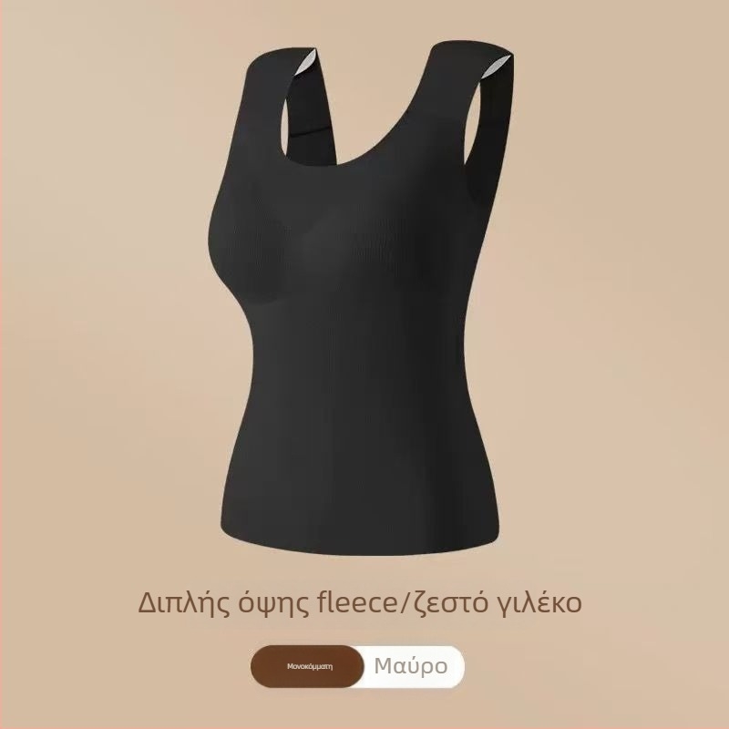 Γυναικείο Θερμικό Γιλέκο με Επένδυση για το Στήθος, Υψηλή Ελαστικότητα, Βελουδένιο Φλίς, Derong Ακρυλικό Ύφασμα, 161–180 g/m²