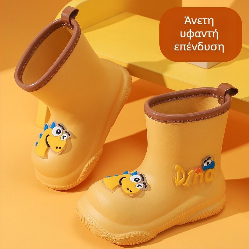 Παιδικά Καρτούν Παπούτσια Βροχής, EVA άνω μέρος, Unisex, χαμηλός σωλήνας, επίπεδη σόλα, αδιάβροχα