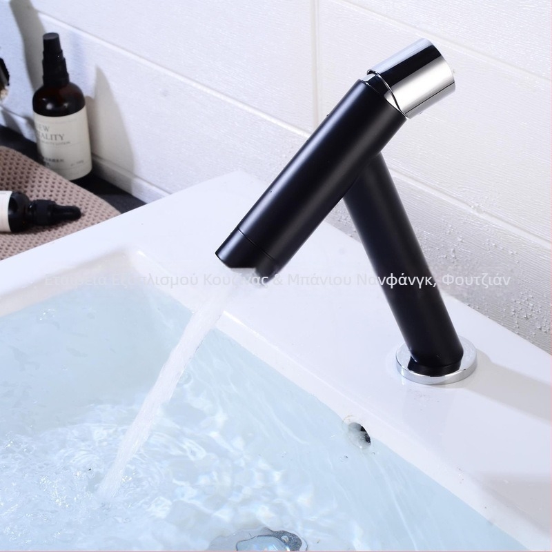 Βρύση νιπτήρα μπάνιου, κατασκευή από χαλκό, κάθετη εγκατάσταση, σπειροειδές άνοιγμα