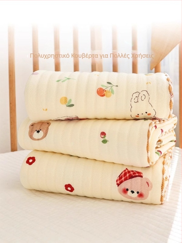 Βρεφικό βαμβακερό περιτύλιγμα – Καρτούν σχέδιο, 100% βαμβάκι, για νεογνά (0–12 μηνών), κατάλληλο για Άνοιξη–Φθινόπωρο