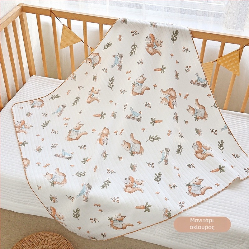 Βρεφικό βαμβακερό περιτύλιγμα – Καρτούν σχέδιο, 100% βαμβάκι, για νεογνά (0–12 μηνών), κατάλληλο για Άνοιξη–Φθινόπωρο