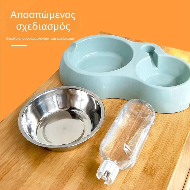 Μπολ ταΐσμού γάτας με ενσωματωμένο νερό και τροφή — Υλικό: Πλαστικό + Ανοξείδωτος χάλυβας; Αυτόματη τροφοδοσία; Μάρκα: Dog Overlord; Συσκευασία: 50; Για γάτες