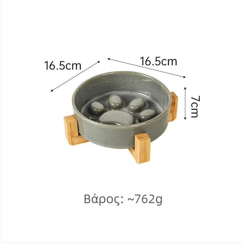 Κεραμικά μπολ κατοικίδιων για γάτες και σκύλους, ιαπωνικού στυλ, ψημένα σε καμίνι, διπλά μπολ με σύστημα αργής πρόσληψης, αντι-πνιγμού και αντι-διαρροών