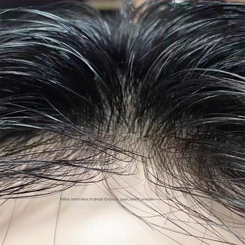 Ανδρική περούκα - πραγματικά ανθρώπινα μαλλιά, τμήμα κορυφής, χωρίς ραφές, φυσική όψη, μη βαφίζεται
