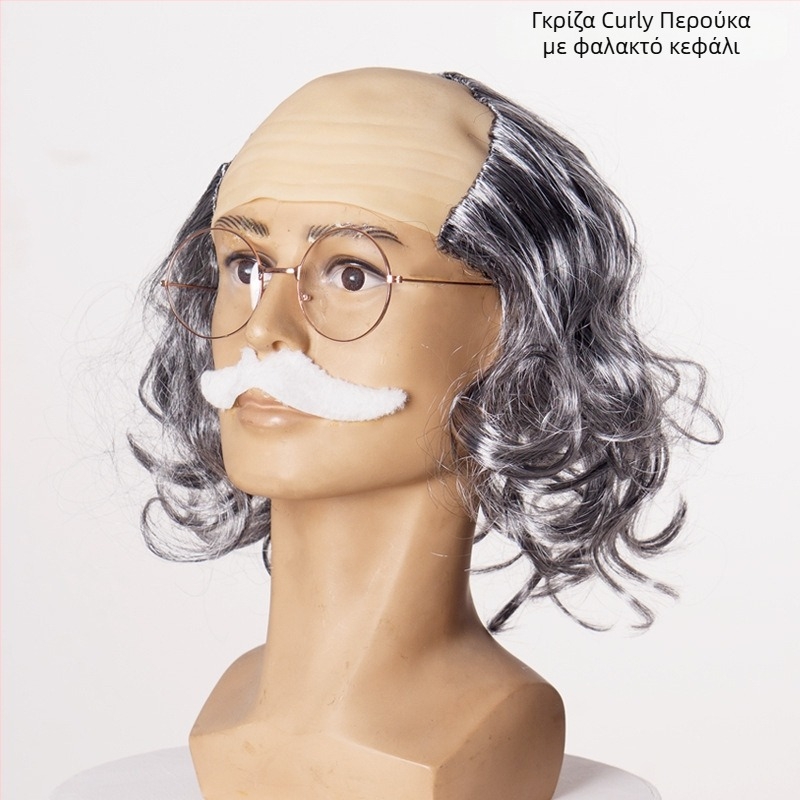 COS περούκα με φαλακρό look, μοντέλο 3737, χιουμοριστικό στυλ, μεσαίου μήκους μαλλιά, υλικό μαλλιών: K silk / P silk, κατάλληλη για όλα τα σχήματα προσώπου
