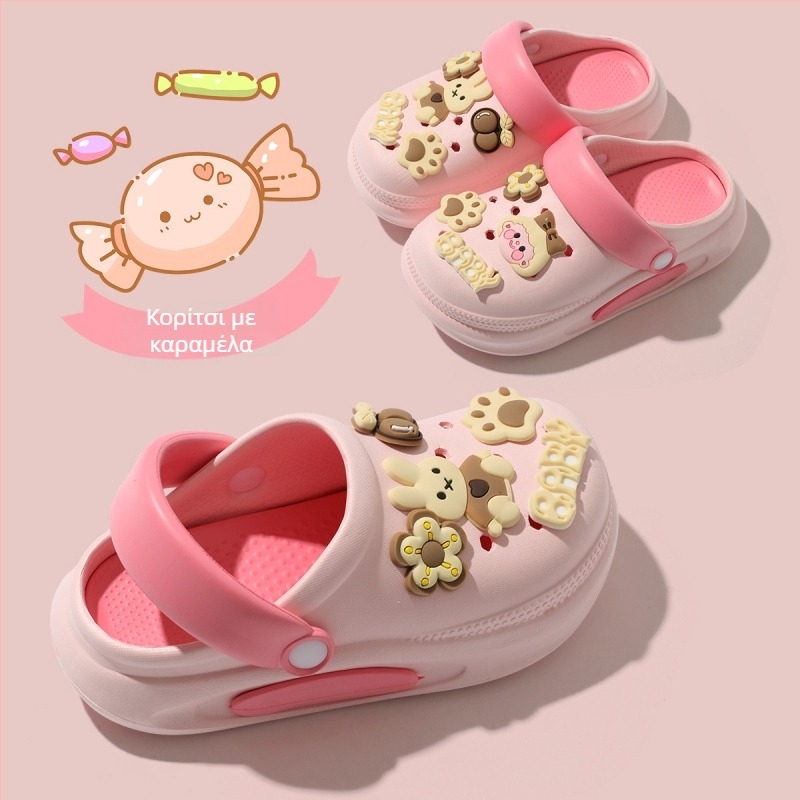 Παιδικά καλοκαιρινά παπούτια παραλίας με επάνω μέρος EVA, unisex, για ηλικίες 4–9 ετών, στυλ Cartoon Paradise, κυκλοφορία άνοιξη 2025