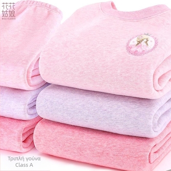 Σετ θερμικού εσωρούχου για κορίτσια, με φλίς επένδυση, από βαμβάκι, για τον χειμώνα, ηλικίες 3–8 ετών