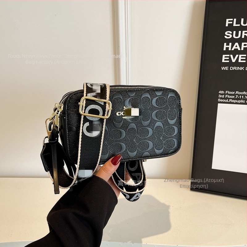 Τσάντα crossbody για κάμερα, PU, οριζόντιο τετράγωνο σχήμα, φερμουάρ, επένδυση πολυεστέρα, μία ιμάντας ώμου