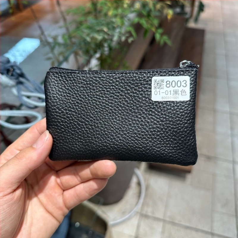 Γυναικείο πορτοφόλι με φερμουάρ από γνήσιο δέρμα, πρώτο στρώμα βοδινού δέρματος, υφή Lychee, μαλακή επένδυση από δέρμα