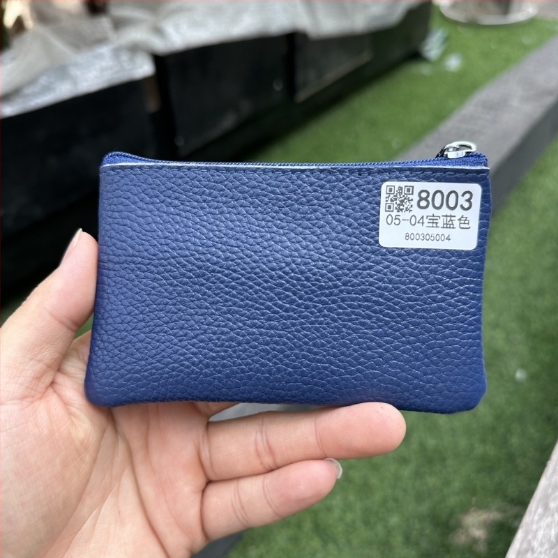 Γυναικείο πορτοφόλι με φερμουάρ από γνήσιο δέρμα, πρώτο στρώμα βοδινού δέρματος, υφή Lychee, μαλακή επένδυση από δέρμα