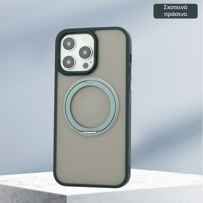 Θήκη iPhone με περιστρεφόμενη βάση 360°, διαφανής σιλικόνη, CNC κατασκευή, ανθεκτική στους κραδασμούς με μαγνητική πρόσδεση, συμβατή με τη σειρά iPhone 12/13/14