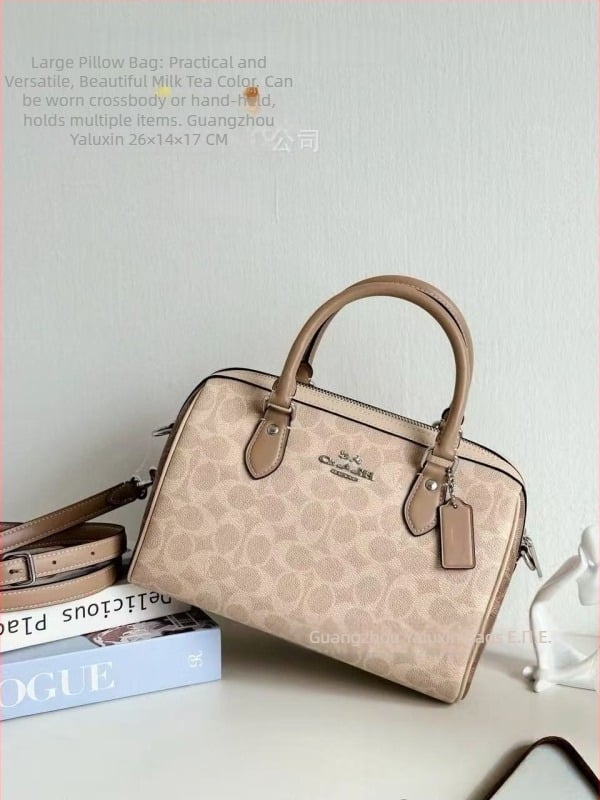 Τσάντα crossbody σε σχήμα μαξιλαριού, γνήσιο μοσχαρίσιο δέρμα, φερμουάρ, θήκες για κινητό και έγγραφα, με μία ιμάντα