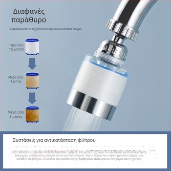 Άκρο βρύσης επεκτεινόμενο με προστασία από πιτσιλιές και περιστρεφόμενο φίλτρο - Μοντέλο J06, Υλικό PS5250, UV επεξεργασία, Τύπος εγκατάστασης: Βιδωτό, Θερμοκρασία λειτουργίας 60°C