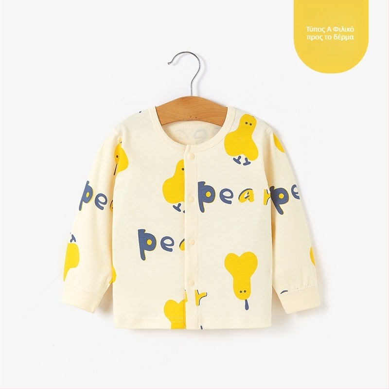 Unisex βαμβακερή θερμική μπλούζα βάσης για παιδιά 1–3 ετών, μαλακή επεξεργασία, στρογγυλή λαιμόκοψη, 100% βαμβάκι, Άνοιξη-Φθινόπωρο-Χειμώνας