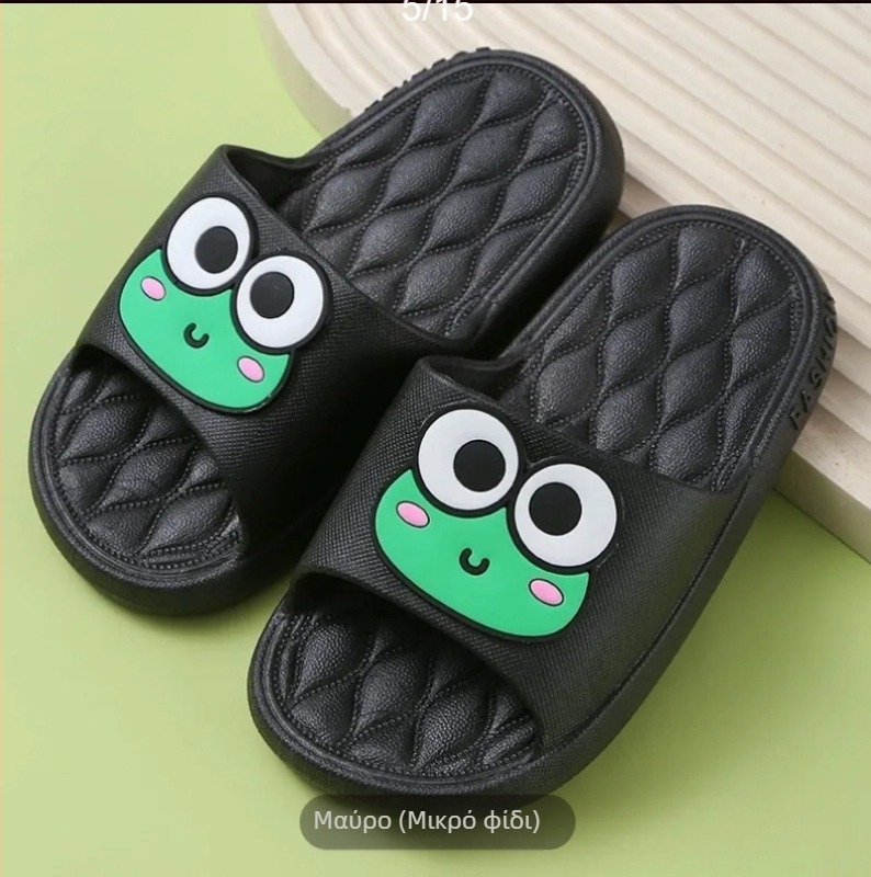 Παιδικές παντόφλες μιας χρήσης, διπλωτές για ξενοδοχεία και ταξίδια, ελαφριές και λεπτές, για παιδιά 1–3 ετών, PVC επάνω μέρος και PVC σόλα, στυλ κινουμένου σχεδίου, καλοκαίρι