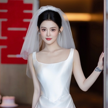 Δικτυωτό νυφικό πέπλο για το κεφάλι, απλός γυναικείος σχεδιασμός, διπλό στρώμα, με σχήμα φιόγγου