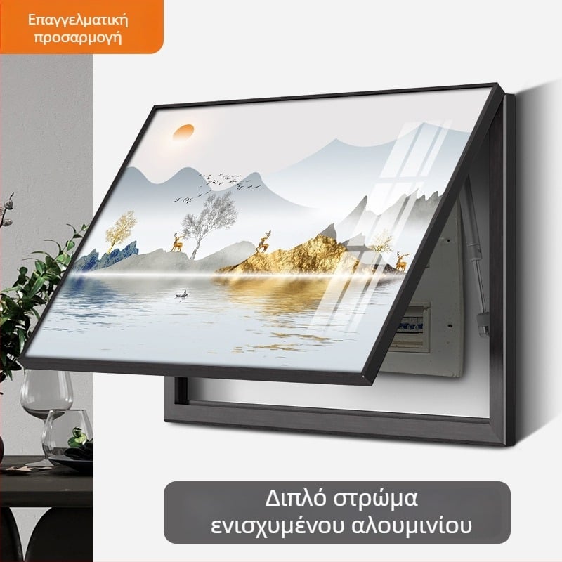 Διακοσμητικό έργο τοίχου για ηλεκτρικό μετρητή, τοπίο, κρεμαστό, πλαίσιο από κράμα αλουμινίου, πίνακας πορσελάνης με κρύσταλλο, νέο κινέζικο στυλ