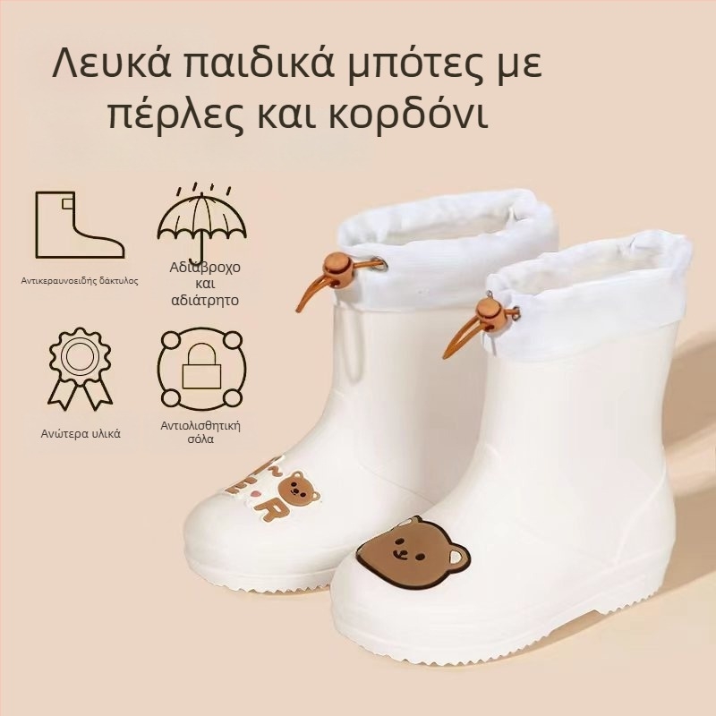 Παιδικά μποτάκια βροχής με μέτριο ύψος, PVC επάνω μέρος, αδιάβροχα, αντιολισθητική σόλα, εσωτερική επένδυση από βαμβάκι, για ηλικίες 6 μηνών–6 ετών