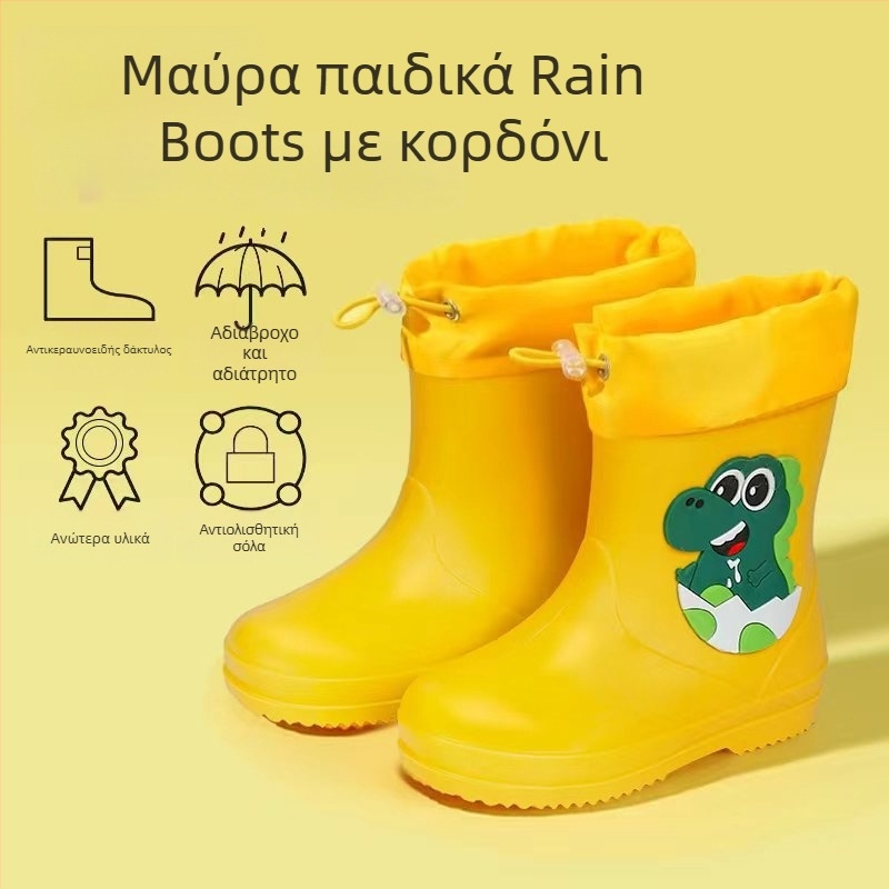 Παιδικά μποτάκια βροχής με μέτριο ύψος, PVC επάνω μέρος, αδιάβροχα, αντιολισθητική σόλα, εσωτερική επένδυση από βαμβάκι, για ηλικίες 6 μηνών–6 ετών