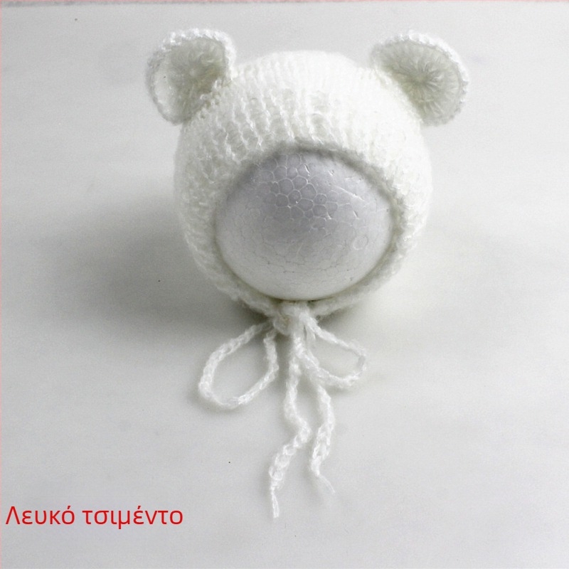 Πλεκτό καπέλο μωρού από mohair, σε μορφή αρκουδάκι, με κυκλικό θόλο, ζεστό για φωτογράφηση άνοιξη/φθινόπωρο, για 0–6 μηνών