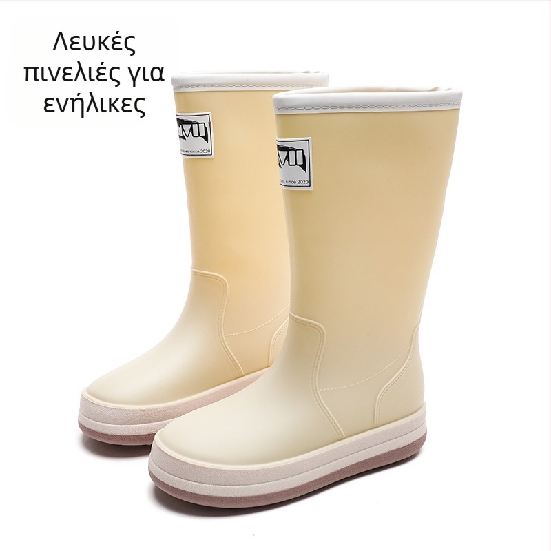 Μπότες βροχής, PVC επάνω, επίπεδη φτέρνα, μονοχρωματικό σχέδιο, unisex