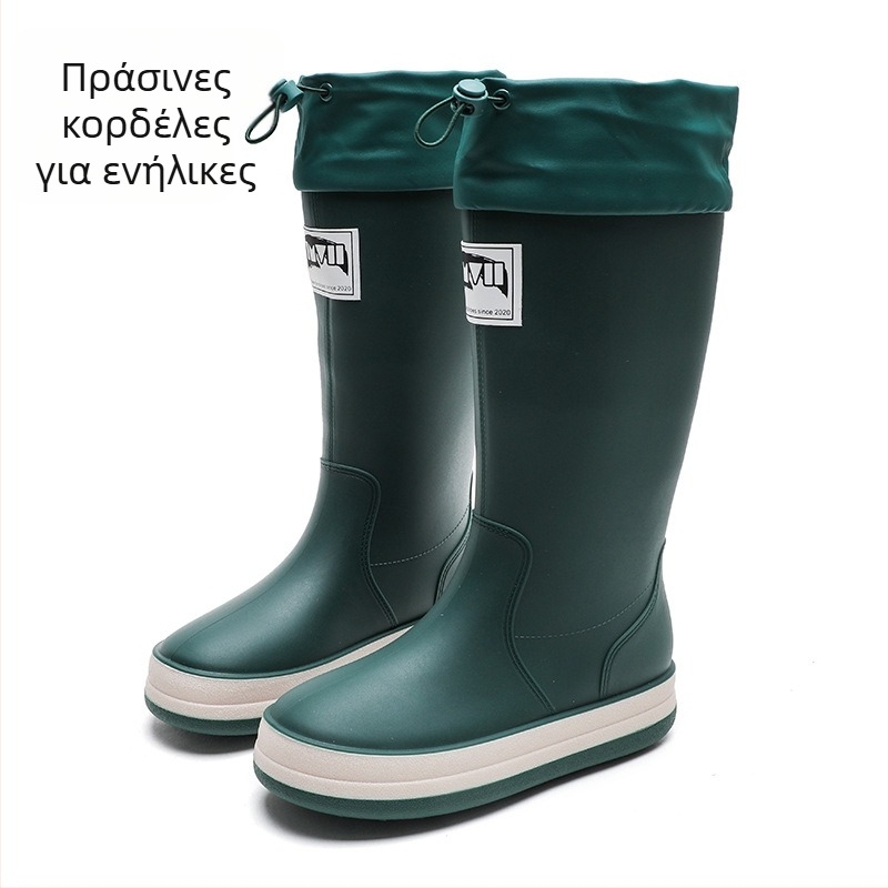 Μπότες βροχής, PVC επάνω, επίπεδη φτέρνα, μονοχρωματικό σχέδιο, unisex