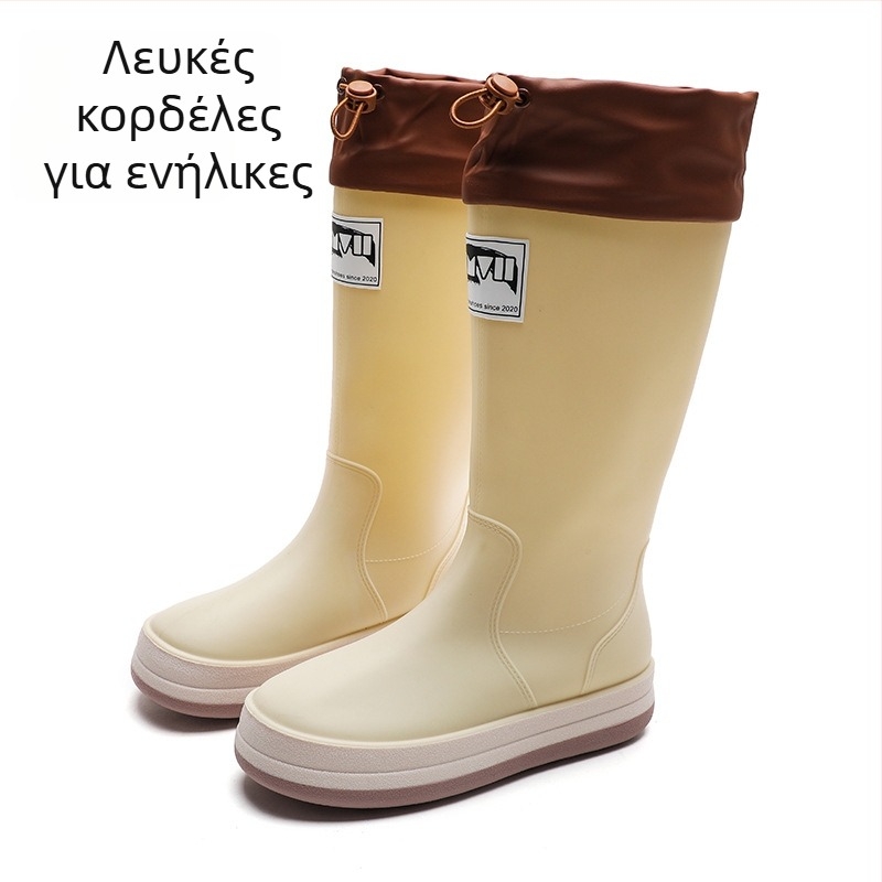 Μπότες βροχής, PVC επάνω, επίπεδη φτέρνα, μονοχρωματικό σχέδιο, unisex