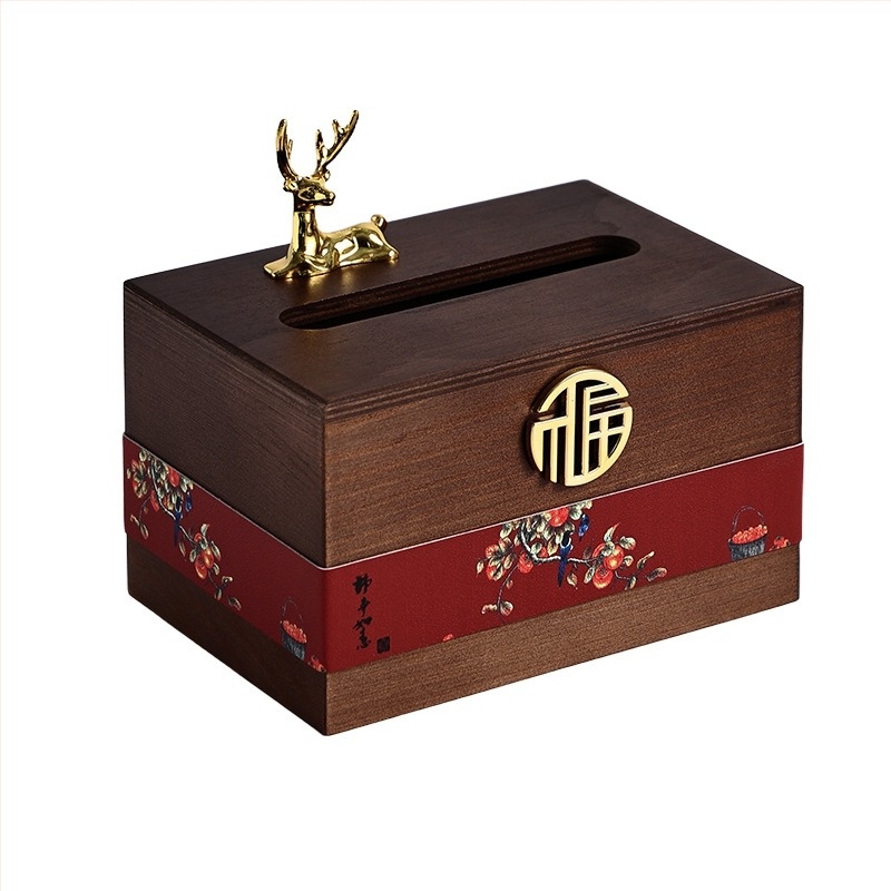 Ξύλινο κουτί χαρτοπετσέτων με θήκη τηλεχειριστηρίου — Νέου κινεζικού στυλ, Πολλαπλών χρήσεων, Μοντέλο 10029, για σαλόνι και μπάνιο