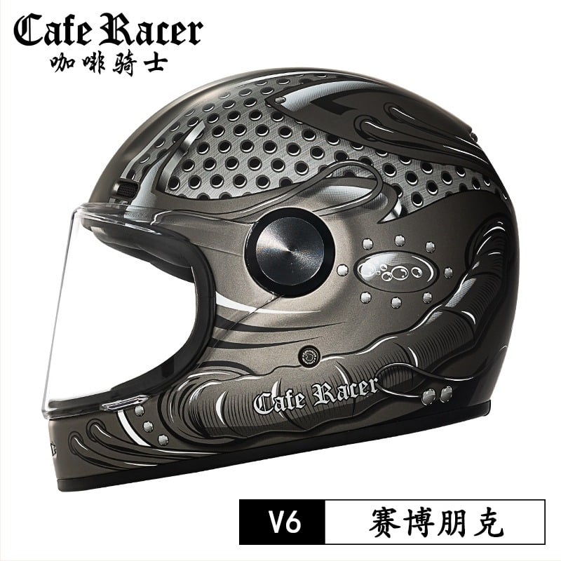 FASEED Ρετρό πλήρους προσώπου κράνος μοτοσικλέτας, ABS, πιστοποιημένο 3C, γενικής χρήσης τεσσάρων εποχών