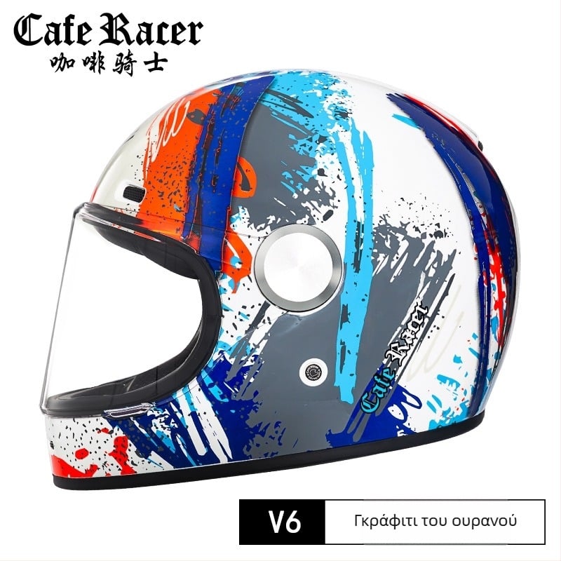 FASEED Ρετρό πλήρους προσώπου κράνος μοτοσικλέτας, ABS, πιστοποιημένο 3C, γενικής χρήσης τεσσάρων εποχών