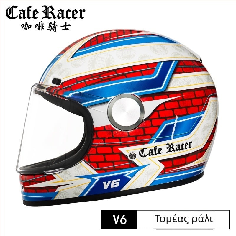 FASEED Ρετρό πλήρους προσώπου κράνος μοτοσικλέτας, ABS, πιστοποιημένο 3C, γενικής χρήσης τεσσάρων εποχών