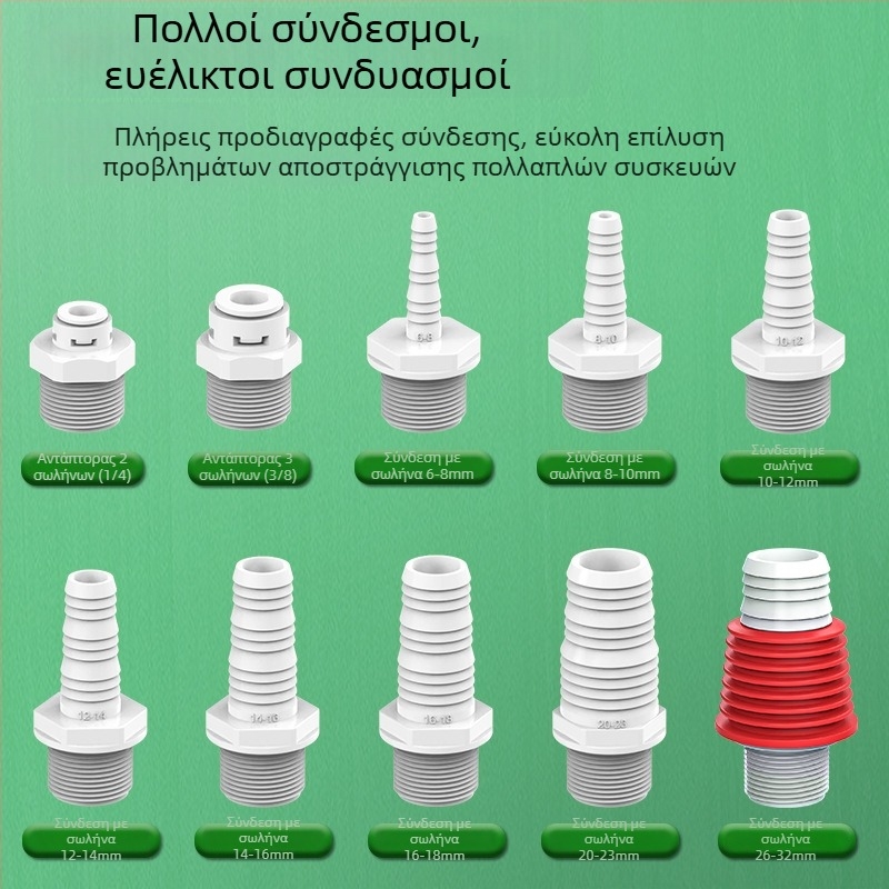 Διακλαδωτής αποχέτευσης πλυντηρίου τριών εξόδων από ABS, 20 mm παράκαμψη, 60 mm στεγανοποίηση νερού, -20–90 °C, εγκατάσταση με χειροκίνητη πίεση