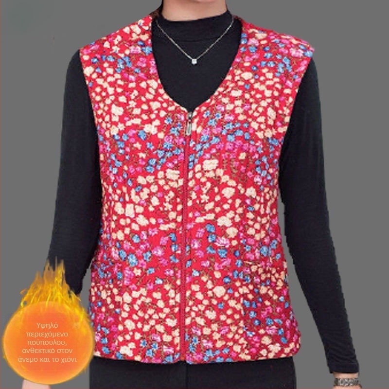 Γυναικείο γιλέκο, V-λαιμό, κοντή γραμμή, Α-σχήματος σιλουέτα, φερμουάρ, πολυεστερικό γέμισμα