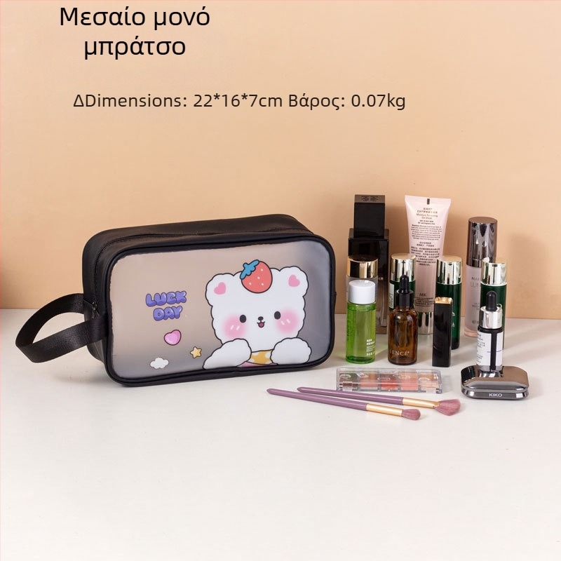 Καρτούν αδιάβροχη τσάντα καλλυντικών με μεγάλη χωρητικότητα, PVC υλικό, φερμουάρ, διαχωρισμός στεγνά-υγρά