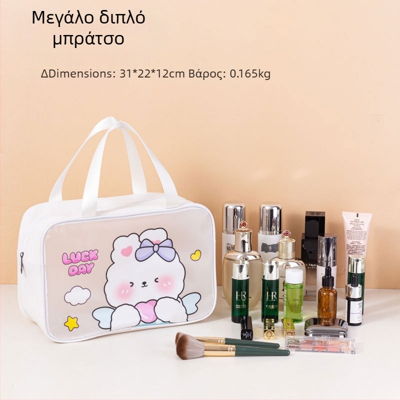 Καρτούν αδιάβροχη τσάντα καλλυντικών με μεγάλη χωρητικότητα, PVC υλικό, φερμουάρ, διαχωρισμός στεγνά-υγρά