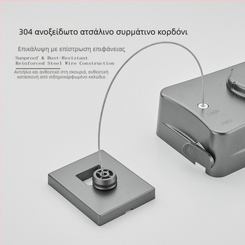 Αναδιπλούμενη γραμμή κρεμάσματος ρούχων χωρίς διάτρηση, αόρατη τοίχου για εσωτερικό μπαλκόνι – ABS + κράμα αλουμινίου + ατσάλινο καλώδιο